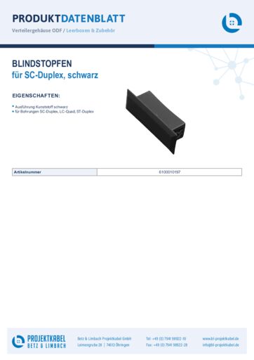 thumbnail of Blindstopfen schwarz SC-Duplex, LC-Quad, ST-Duplex 6100010197