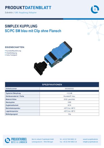thumbnail of Simplex Kupplung SM SCPC blau mit Clip ohne Flansch 5503030302