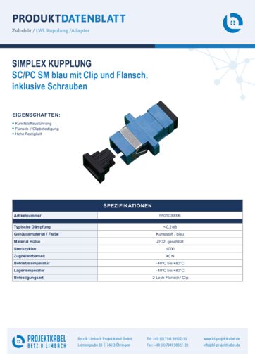 thumbnail of Simplex Kupplung SM SCPC blau mit Clip und Flansch 5501000006