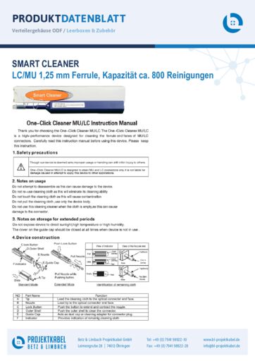 thumbnail of Smart Cleaner 1,25mm LC, MU 6100100777