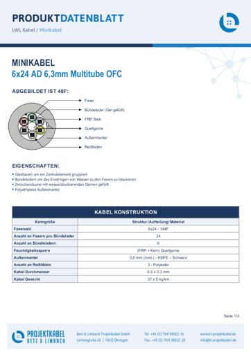 thumbnail of Minikabel 6×24 AD 6,3mm Multitube OFC